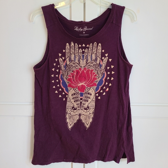 Lucky Brand Sz M Purple Yoga Tank Top - Picture 1 of 5